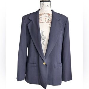 Austin Reed Vintage Wool Women's Blazer in Deep Blue and Gold Buttons size 12P